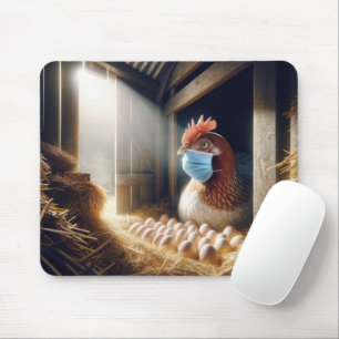 Face Mask On a Farm Hen Mouse Mat