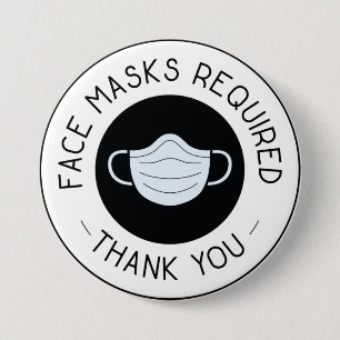 Face Mask Required 7.5 Cm Round Badge