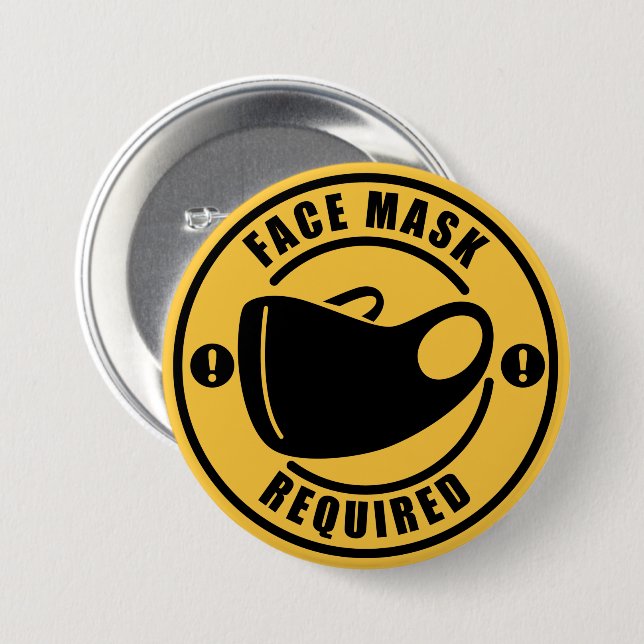 Face Mask Required 7.5 Cm Round Badge (Front & Back)