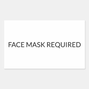 Face Mask Required black and white simple Rectangular Sticker
