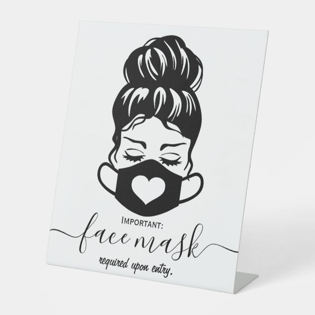 Face Mask Required Business Safety Social Distance Pedestal Sign (Front)