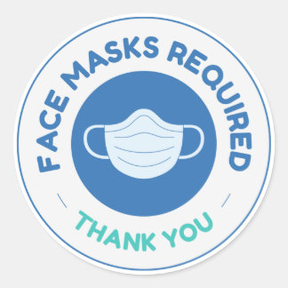 face mask required classic round sticker