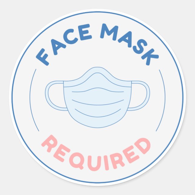face mask required classic round sticker (Front)
