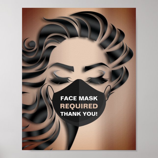 Face Mask Required Covid Cosmetologist Hairdresser Poster (Front)