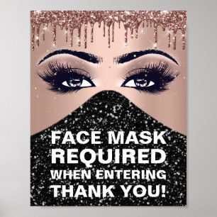 Face Mask Required Covid ThankRose Glitter Makeup Poster