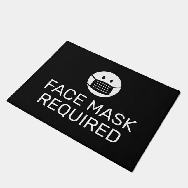 Face mask required door mat sign for shop (Angled)
