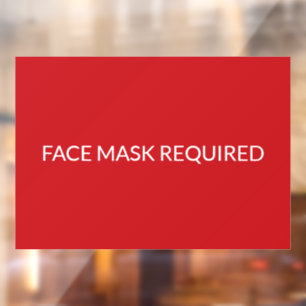 Face Mask Required red and white elegant  Window Cling