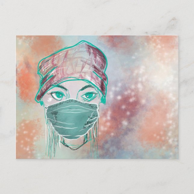 face mask sparkle scene postcard (Front)