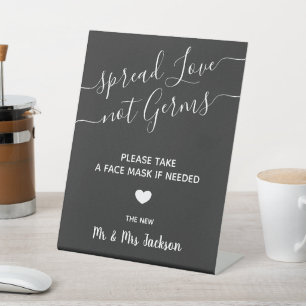 Face mask station minimal modern wedding safety pedestal sign