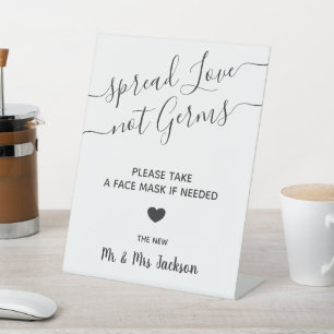 Face mask station minimal modern wedding safety pedestal sign