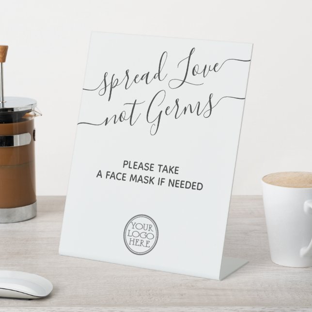 Face mask station minimal modern with logo safety  pedestal sign (In SItu)