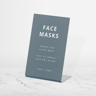 Face Masks   Covid Safety Blue Scandi Wedding Pedestal Sign