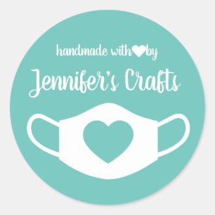 Face Masks Handmade with Love Classic Round Sticker