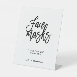 Face Masks Wedding Stylish Black Script Pedestal Sign