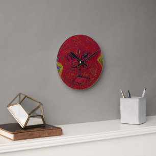 Face of a Flame Round Clock