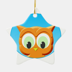 Face Of A Little Owl Ceramic Tree Decoration
