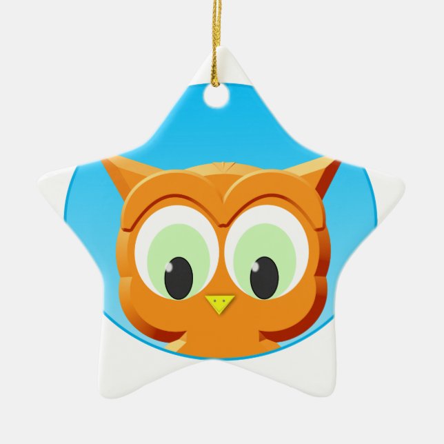 Face Of A Little Owl Ceramic Tree Decoration (Front)