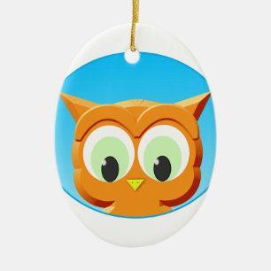 Face Of A Little Owl Ceramic Tree Decoration