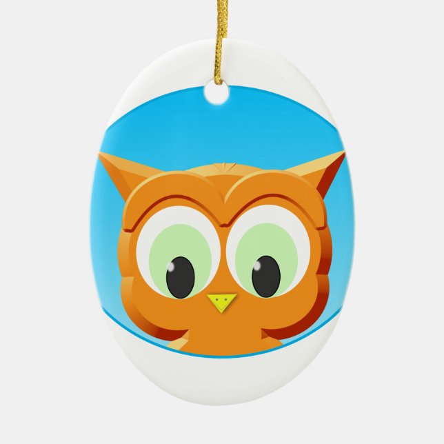 Face Of A Little Owl Ceramic Tree Decoration (Front)