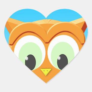 Face Of A Little Owl Heart Sticker