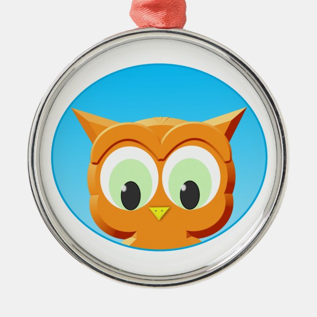 Face Of A Little Owl Metal Tree Decoration (Front)
