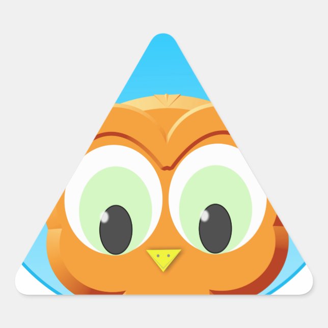 Face Of A Little Owl Triangle Sticker (Front)