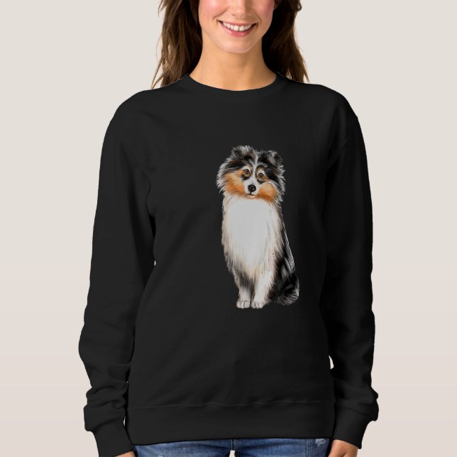 Face Of A Sheltie Dog 8 Premium Sweatshirt (Front)