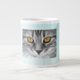 face of cat under the blue ocean large coffee mug