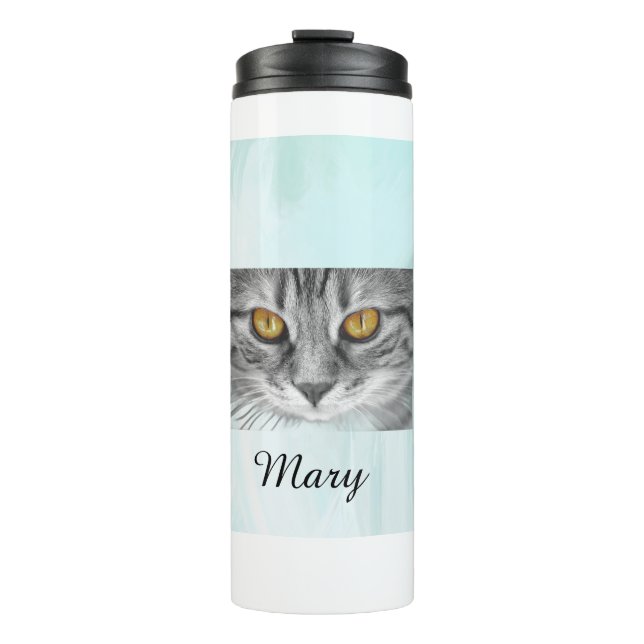 face of cat under the blue ocean thermal tumbler (Front)