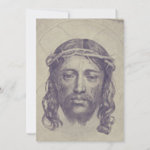 Face of Christ on St. Veronica's Veil Holy Face Holiday Card