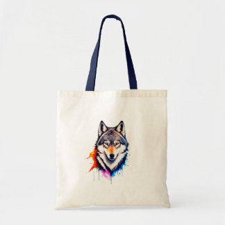 Face of Grey Wolf Tote Bag