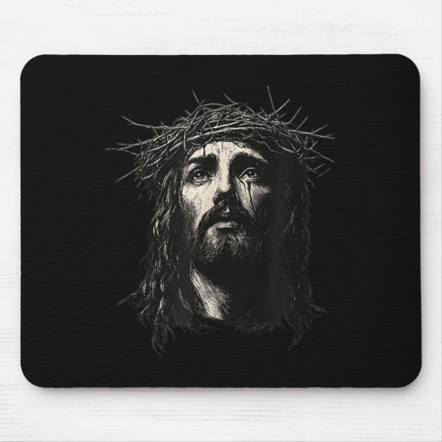 Face Of Jesus Christ Crown Of N Religious Christma Mouse Mat (Front)