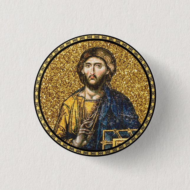 Face Of jesus Christ Orthodox Haga Sophia Icon 3 Cm Round Badge (Front)