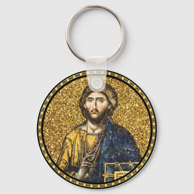 Face Of jesus Christ Orthodox Haga Sophia Icon Key Ring (Front)