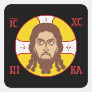 Face Of jesus Christ Orthodox Icon Square Sticker
