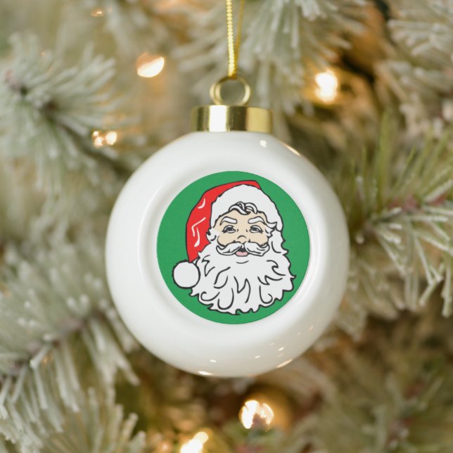 Face of Santa Claus Ceramic Ball Christmas Ornament (Tree)