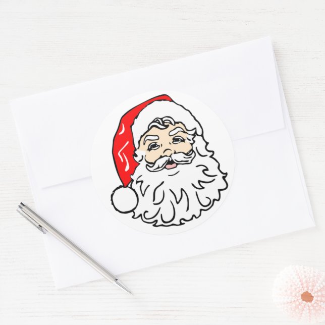 Face of Santa Claus Classic Round Sticker (Envelope)