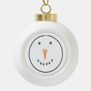 Face of snowman ceramic ball christmas ornament