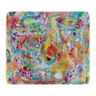Face Off 6 x 7 Deco Glass Cutting Board
