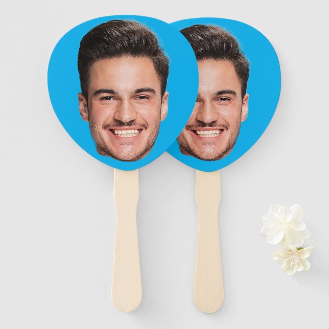 Face On Hand Fan | Custom Bachelorette Party Blue (Front and Back)