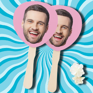 Face On Hand Fan, Custom Bachelorette Party Pink Hand Fan