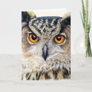 Face on portrait of an eagle owl everyday card