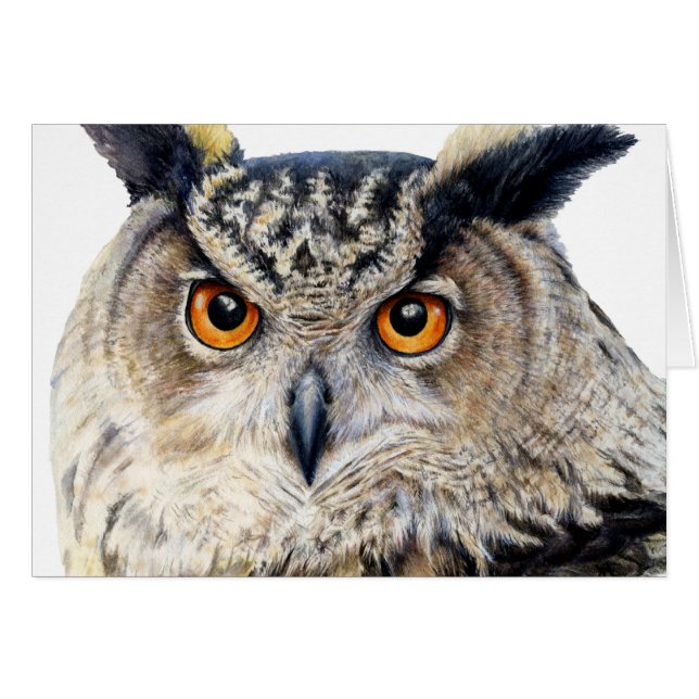 Face on portrait of an eagle owl everyday card (Front Horizontal)