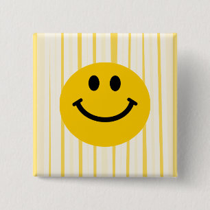 Face on sunny yellow stripes 15 cm square badge