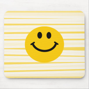 Face on sunny yellow stripes mouse mat
