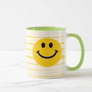 Face on sunny yellow stripes mug