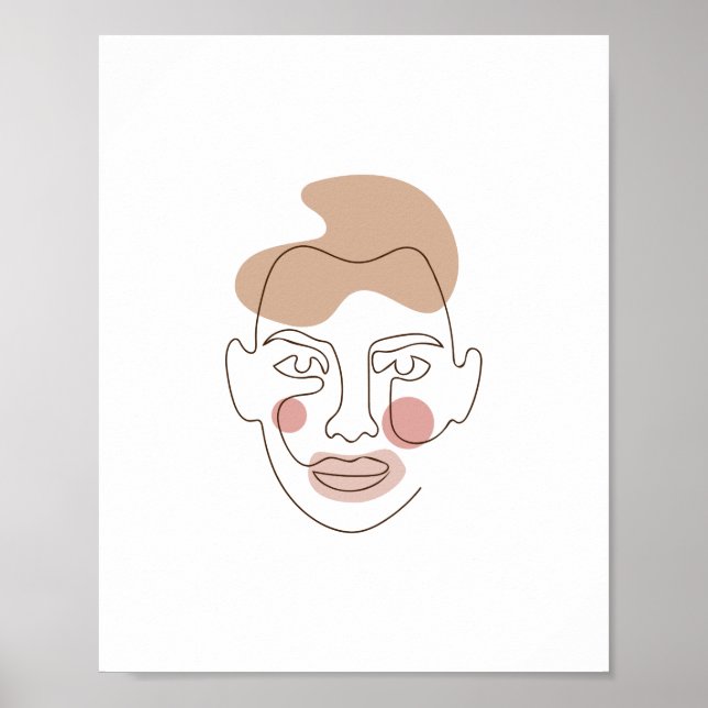 Face one line art print value poster (Front)