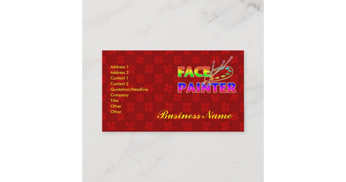 Face Painter Business Card Zazzle