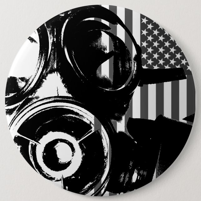 FACE PALM Retro Gas Mask Design 2 Button (Front)