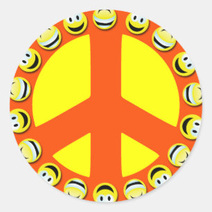 FACE PEACE SIGN CLASSIC ROUND STICKER